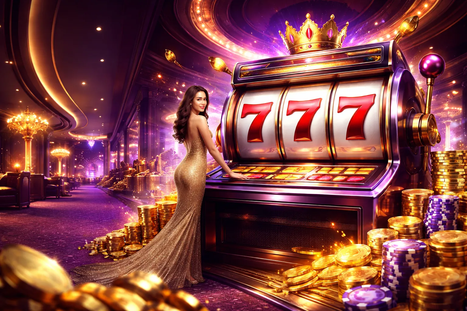 Hình ảnh máy slot với các biểu tượng chiến thắng, tượng trưng cho chiến lược chơi slot